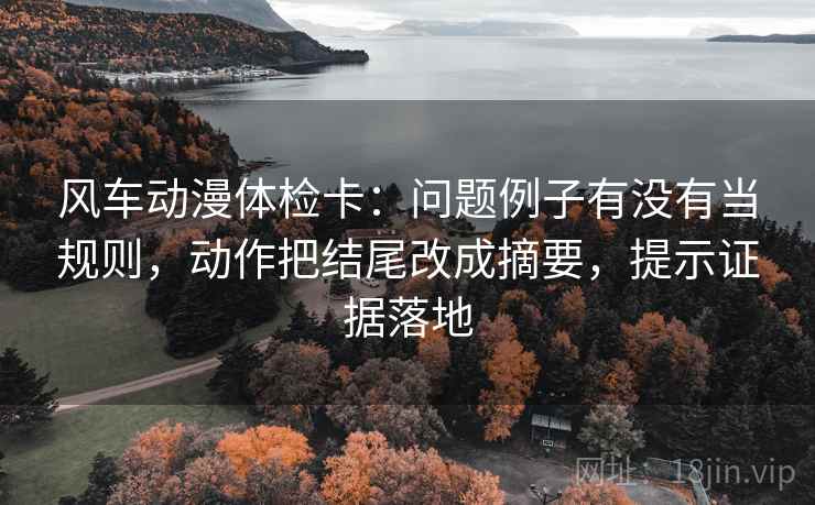 风车动漫体检卡:问题例子有没有当规则,动作把结尾改成摘要,提示证据落地 风车动漫体检卡:问题例子有没有当规则,动作把结尾改成摘要,提示证据落地